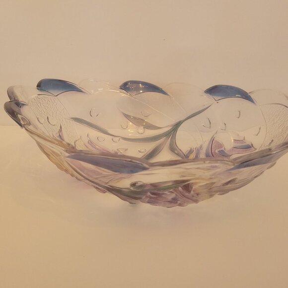 Mikasa Savoir Vivre Hand-Painted Clear Glass Bowl With Scalloped Edges & Floral - Picture 7 of 10